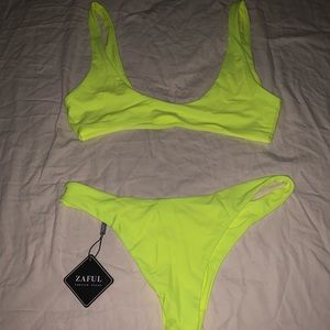 Neon green swimsuit